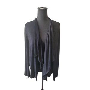 Chico's Travelers Long Sleeve Waterfall Black Cardigan Size 3 (L) Office Wear